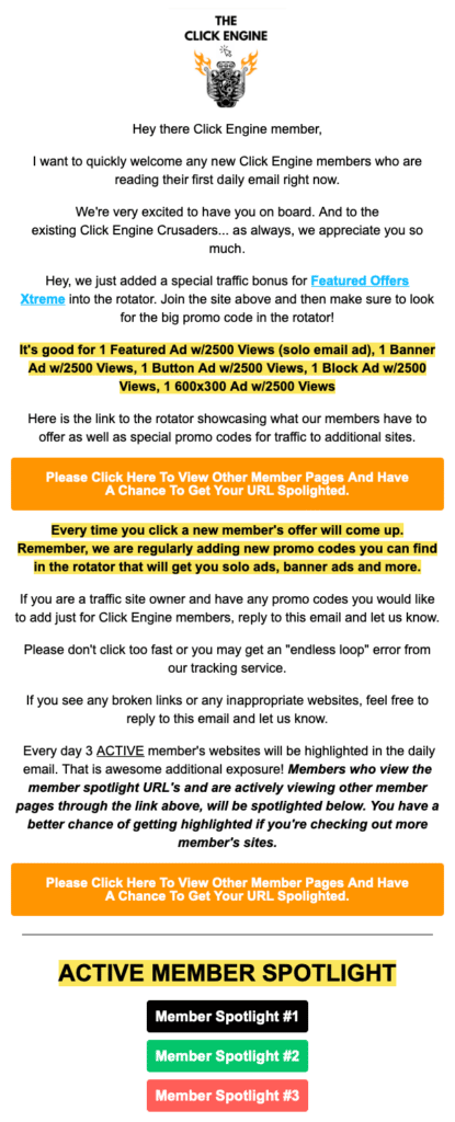 Email Example from The Click Engine