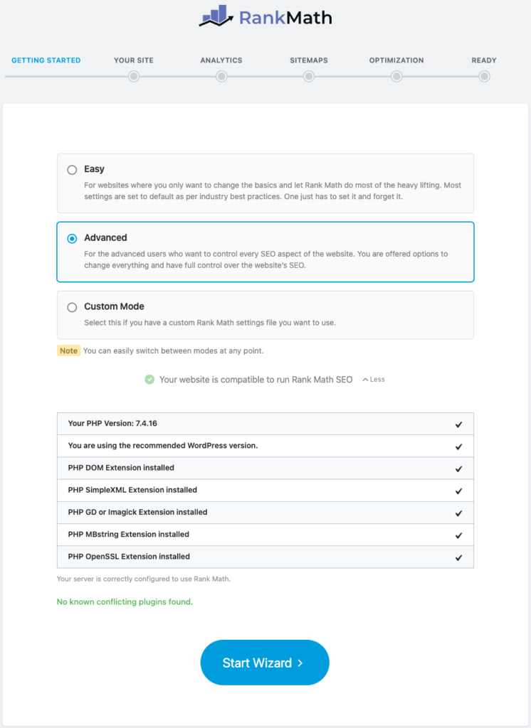 Rank Math SEO Setup Wizard