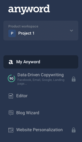 Anyword Review - Dashboard Menu