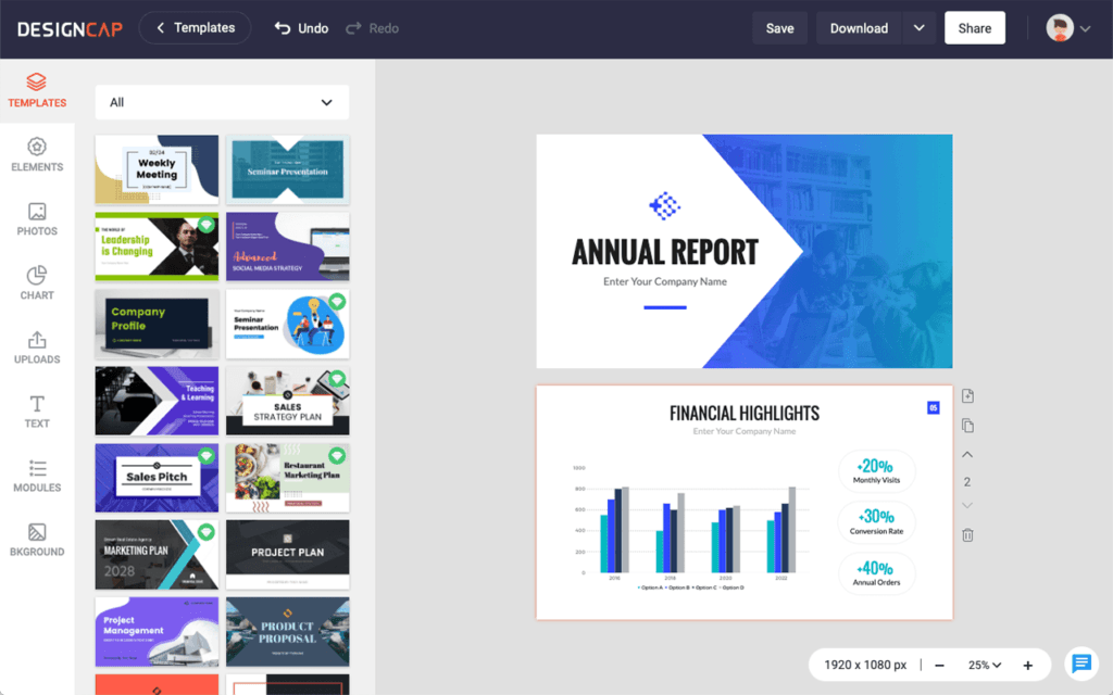 DesignCap Review - Dashboard