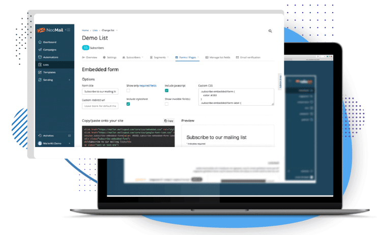 NeoMail Review - Embed Subscription Form