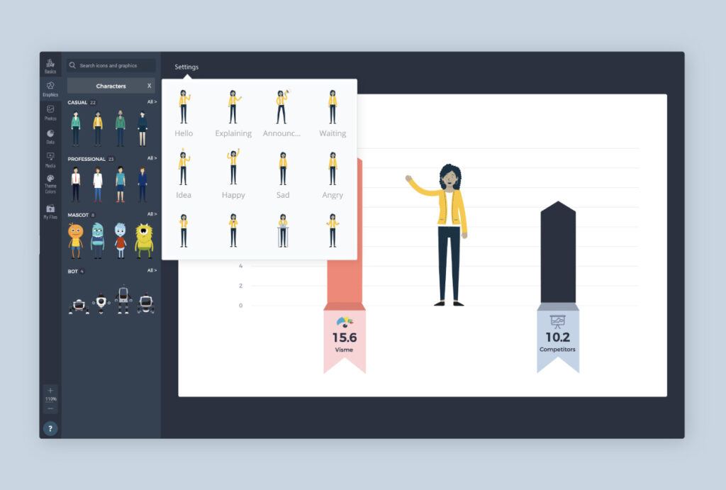 Visme Review - Character Gestures