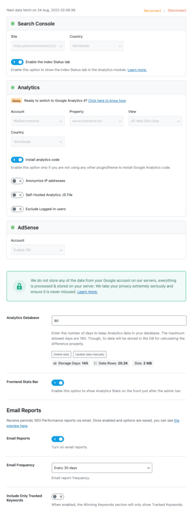 General Settings - Analytics