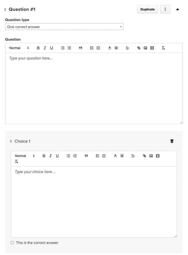 Payhip Lesson Type - Quiz Forms