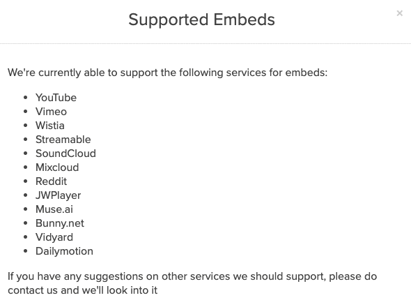 Payhip Lesson Type - Supported Embeds