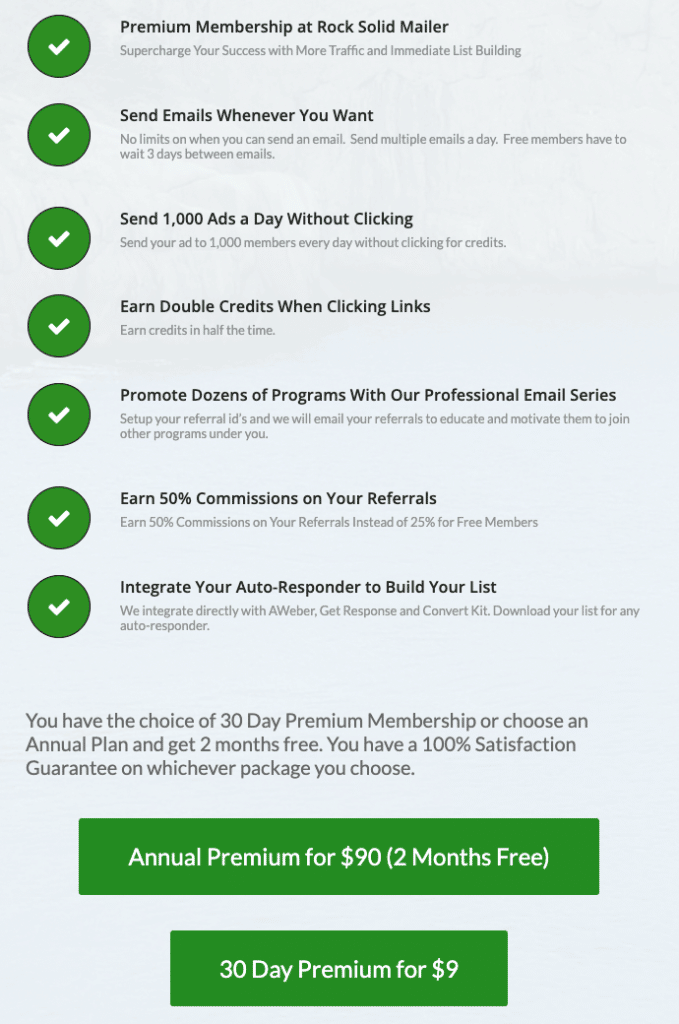 Rock Solid Mailer Review - Membership Upgrade