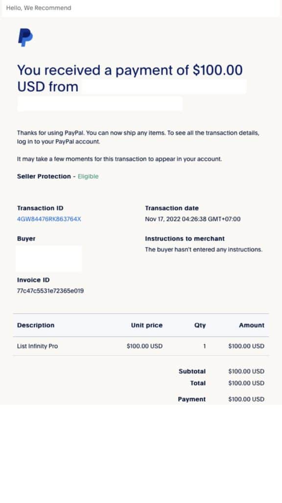 Income Report - List Infinity