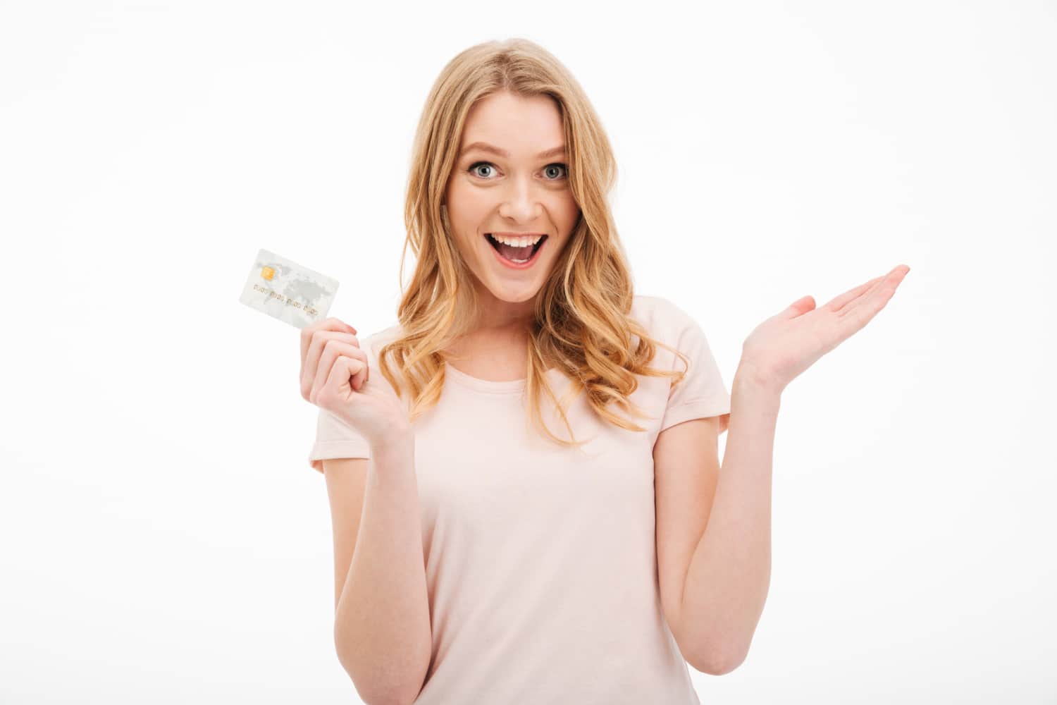 A girl being happy with her CIBC Air Canada AC Conversion Visa Prepaid.