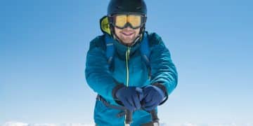 a man enjoying winter vacation in Canada.