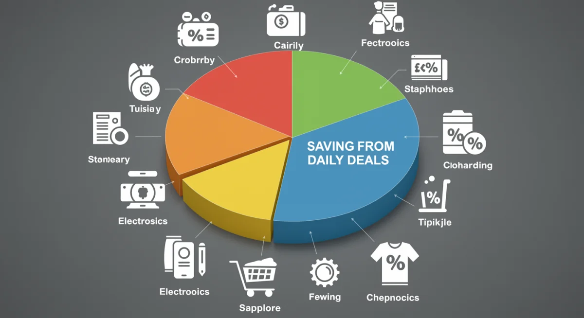 Budget pie chart showing savings from daily deals