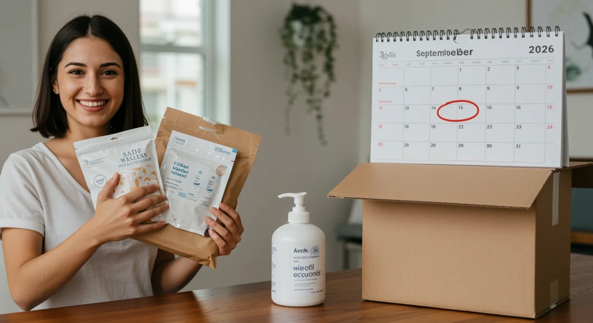 Happy customer receiving discounted wellness products in September 2026