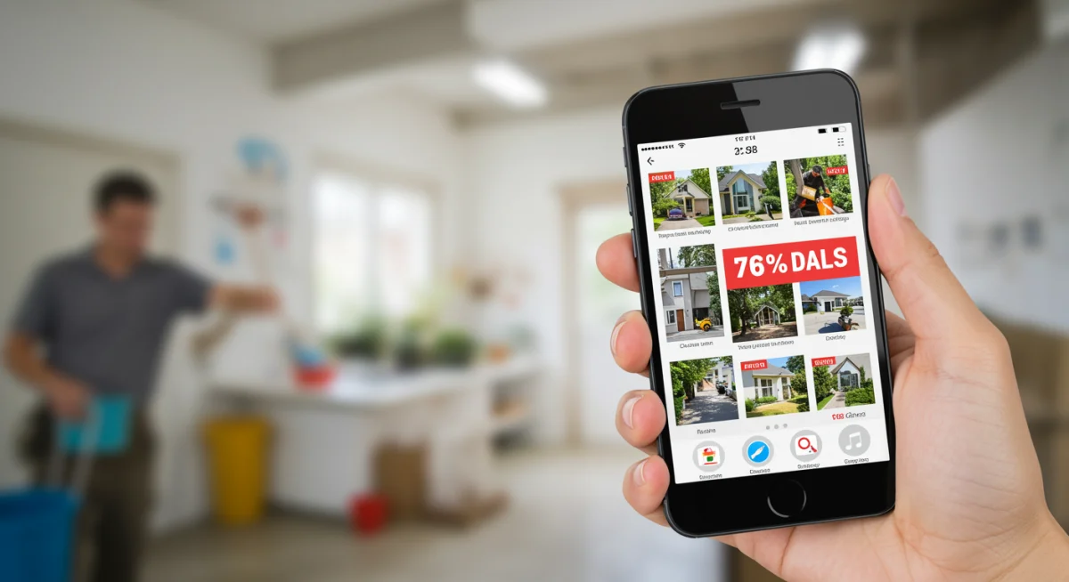 Smartphone displaying home improvement deals and coupons