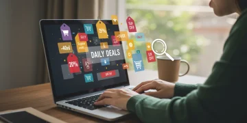 Person discovering hidden daily deals on a laptop