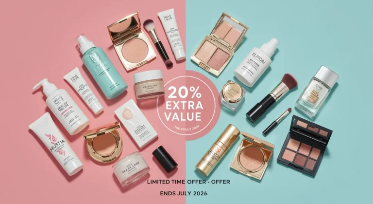 Luxury beauty product bundle with 20% extra value, limited time offer