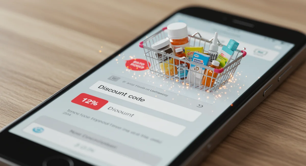 Smartphone screen showing an online checkout with a 12% discount applied