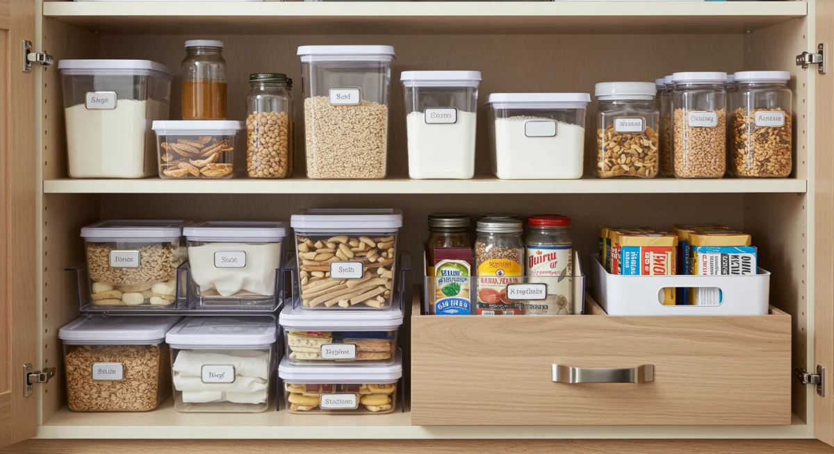 Organized pantry with smart storage solutions