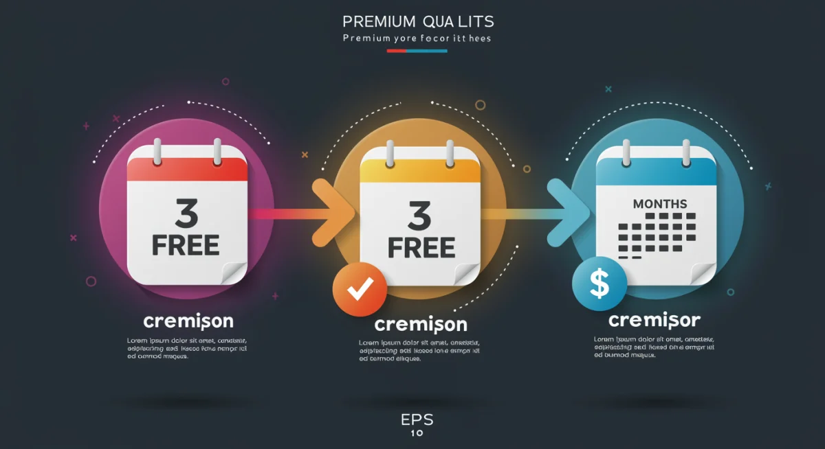 Infographic illustrating a three-month free trial period for premium services