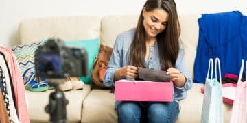 Woman recording a fashion video blog