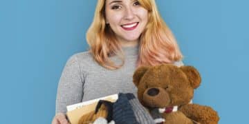 Woman Studio Portriat Casual Carrying a Box Isolated