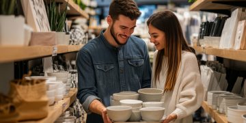young couple shopping home goods store 1