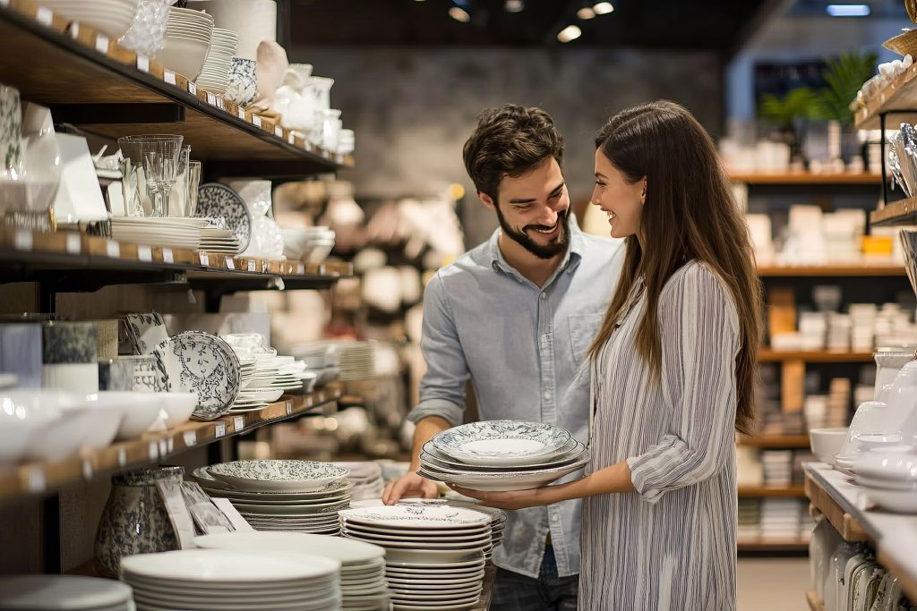 young couple shopping home goods store 2