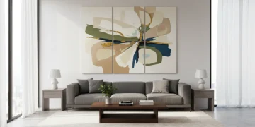 Abstract artwork in a modern living room setting