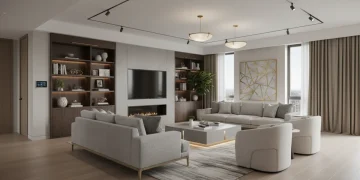 Modern living room after smart decor investments, showing increased home value