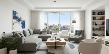 Optimized living room layout with functional furniture arrangement