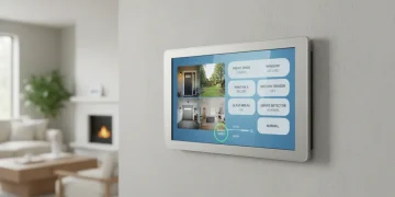 Smart home security system control panel displaying active surveillance